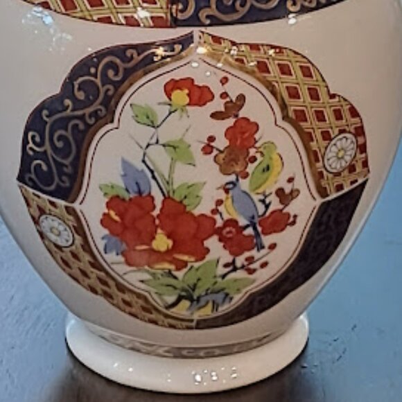 Gold Imari Mid-Century Japanese Porcelain Ginger Jar W/Lid Hand Painted Vintage - Picture 3 of 11